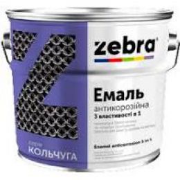 Эмаль 3в1 ZEBRA антикоррозионная серия Кольчуга Белый глянцевый 2 л